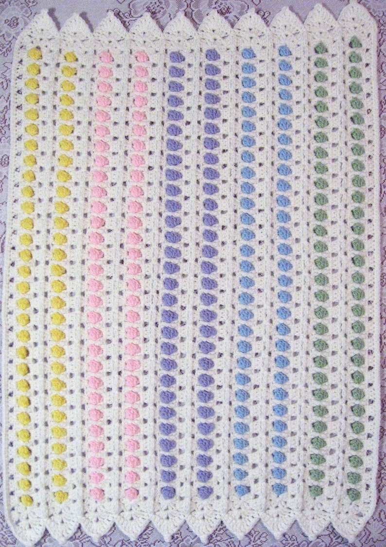 PDF Pattern Crocheted Baby Afghan, CANDY BUTTONS Baby Afghan Blanket Pattern image 3