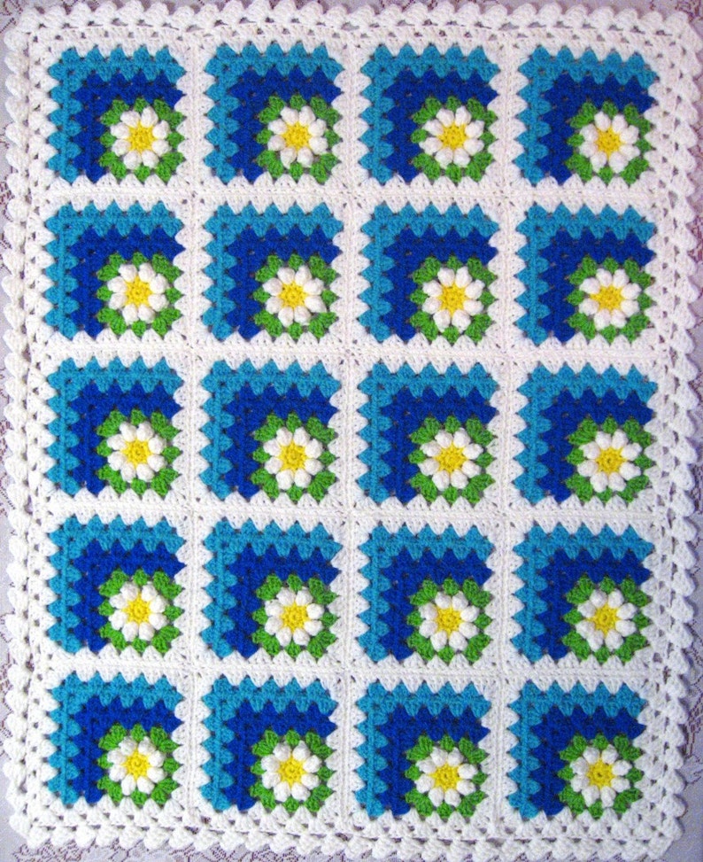 PDF Häkelanleitung Baby Afghane, Gehrung gehäkelt Sommer Daisy Baby Afghan Decke Pattern Bild 5