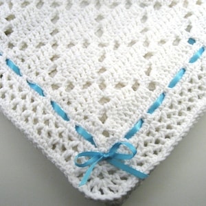 PDF Pattern Crocheted Baby Afghan, DIAMOND LACE Baby Afghan Blanket Pattern image 1