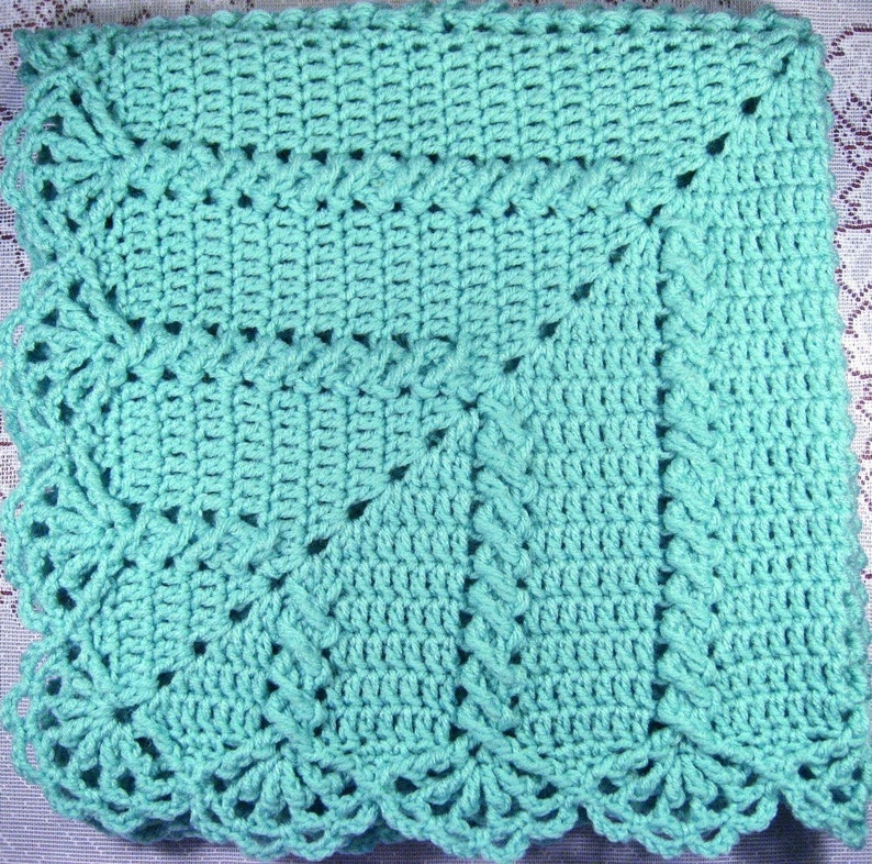 PDF Pattern Crocheted Baby Afghan, CAR SEAT Size and Newborn Size Blanket Granny Twist image 5