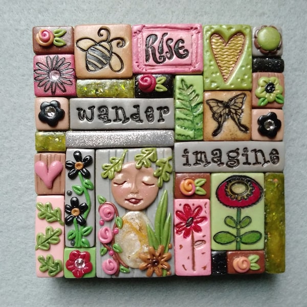 Life Messages Mosaic Wall Art Inspiration Tile in Polymer Clay - Woodland Spirit