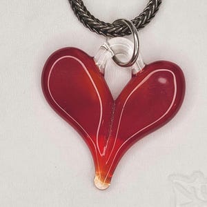 Handcrafted Red Heart Lampwork Glass Pendant Necklace - Artisan Necklace Designed by Cheri - Unique Jewelry Gift for Her