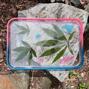 Marijuana Leaf preserved in Rolling Tray | Trinket Dish | Joint Tray |  Stoner Gift | Holiday Gift