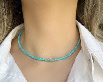 Tiny Turquoise Choker Necklace • Dainty Turquoise Chocker • Minimalist Layering Necklace • Everyday Boho Necklace • December Birthstone