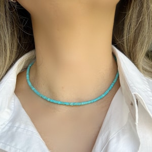 Tiny Turquoise Choker Necklace • Dainty Turquoise Chocker • Minimalist Layering Necklace • Everyday Boho Necklace • December Birthstone