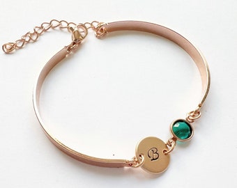 Regalo para mamá primeriza • Pulsera para nueva mamá • Pulsera para mamá • Pulsera con letra inicial Regalo del día de la madre • Pulsera infantil personalizada con piedra de nacimiento