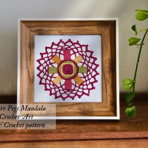 PDF Crochet pattern：Mandala photo frame Crochet  Art - Boho Wall Decor, mandala crochet pattern, crochet mandala wall hanging pattern