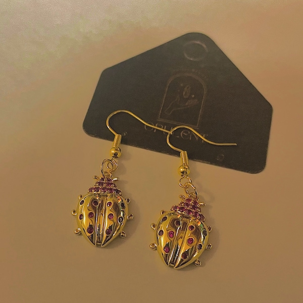 Lady Bug gold filled earrings