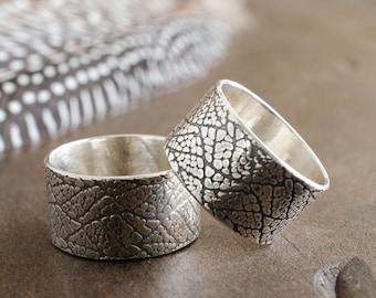 Leafy Wide Band Ring. Silver Ring
