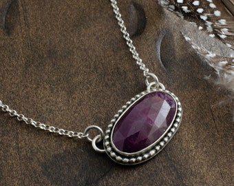 Rose Cut Ruby Faceted Gemstone Necklace