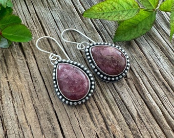 Red Tourmaline Earrings, Gemstone Jewelry