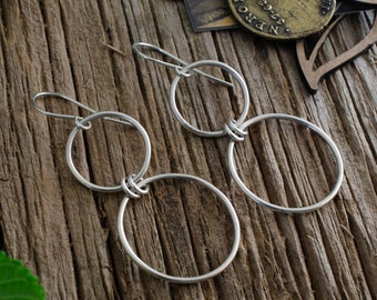 Double Hoop Sterling Silver Earrings