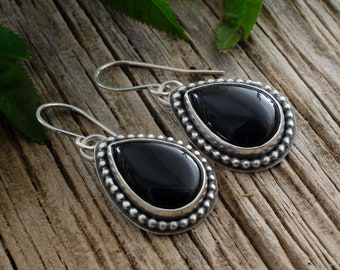 Black Agate Earrings, Gemstone Jewelry