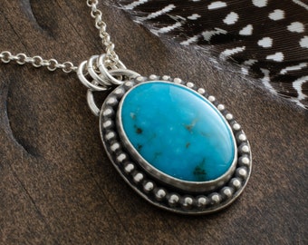 Turquoise Mountain Beaded Pendant, Turquoise Gemstone Jewelry, December Birthstone