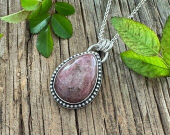 Red Tourmaline Gemstone Sterling Silver Pendant, October Birthstone Jewelry