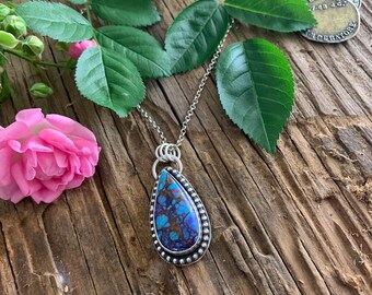 Mojave Turquoise Teardrop Pendant, Turquoise Necklace, December Birthstone