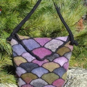 Felted Stained Glass Bag with Flap knit image 1