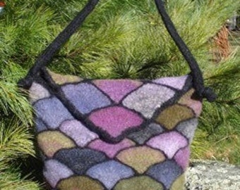 Felted Stained Glass Bag with Flap - knit