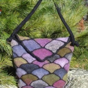 Felted Stained Glass Bag with Flap knit image 1