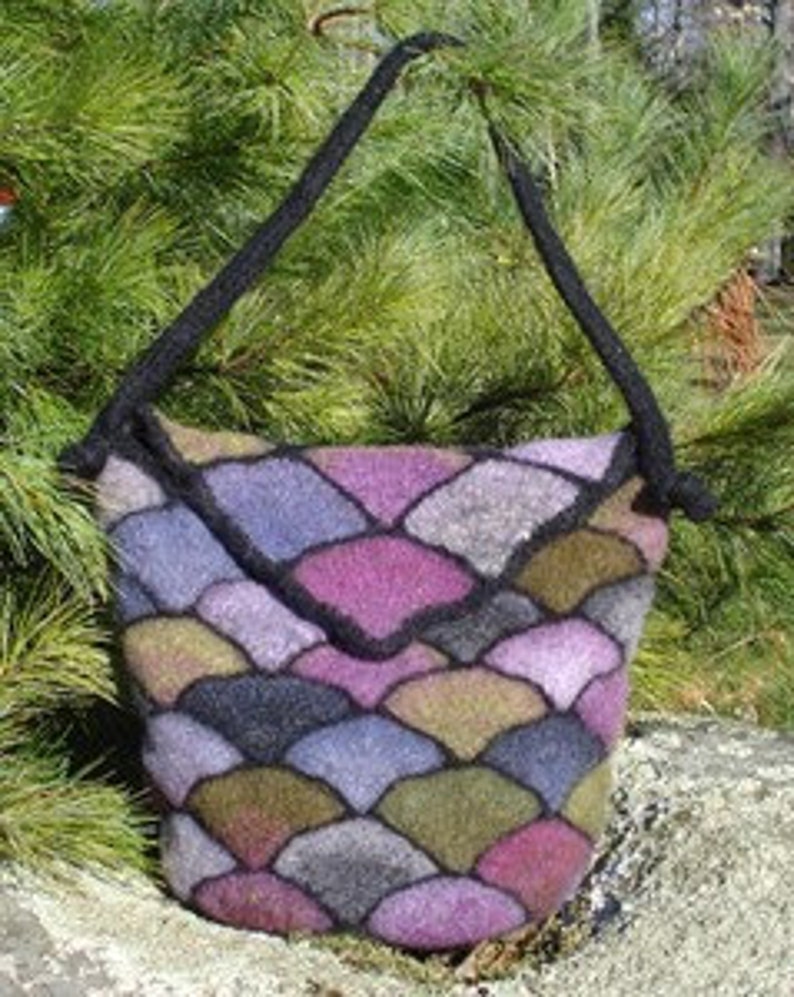 Felted Stained Glass Bag with Flap knit image 1