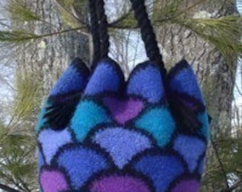 Sac de fleurs en vitrail au crochet feutré