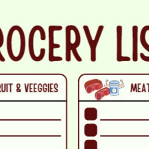 Grocery List and Weekly Meal Planner
