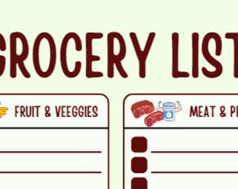 Grocery List and Weekly Meal Planner