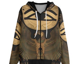 Egypt-cotton-All-Over Print Unisex Pullover Hoodie With Zipper