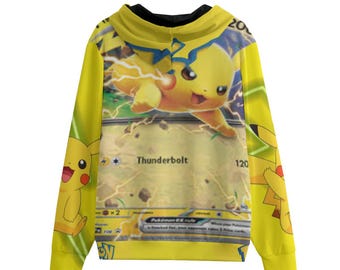 Pikachu card All-Over Print Unisex  Hoodie With Zipper Closure | 310GSM Cotton