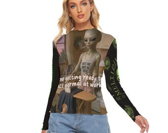 Alien-Acting Normal-All-Over Print Women's Mesh T-shirt