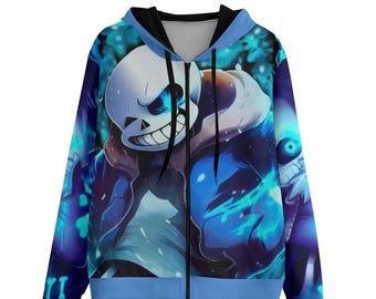 Undertale/Sans -cotton All-Over Print Unisex Pullover Hoodie With Zipper