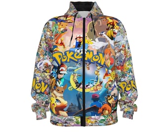 POKEMON-All-Over Print Unisex Pullover Hoodie With Zipper Closure | 310GSM Cotton