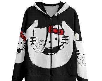TRU kitty-cotton All-Over Print Unisex Pullover Hoodie With Zipper