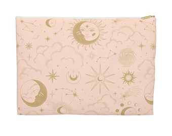 Celestial cosmetic bag, accessory pouch, pink cosmetic bag, cute cosmetic bag, small cosmetic bag, large cosmetic bag, mini cosmetic bag