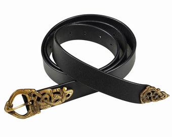 Ceinture viking cosplay motif a entrelacs en cuir noir