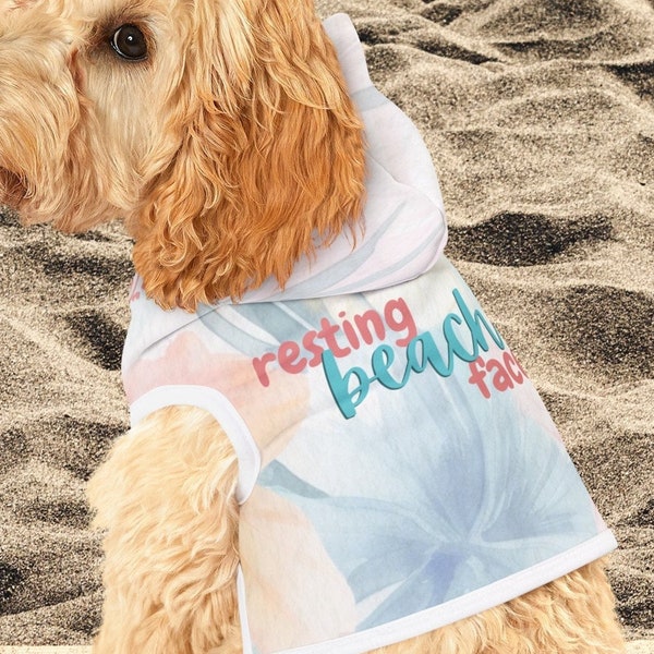 Resting Beach Face Hawaiian Dog Hoodie, Hawaiian Dog Shirt, Tropical Pet Clothing, Dog Summer Clothes, Dog Beach Shirts, Small Dog Clothes