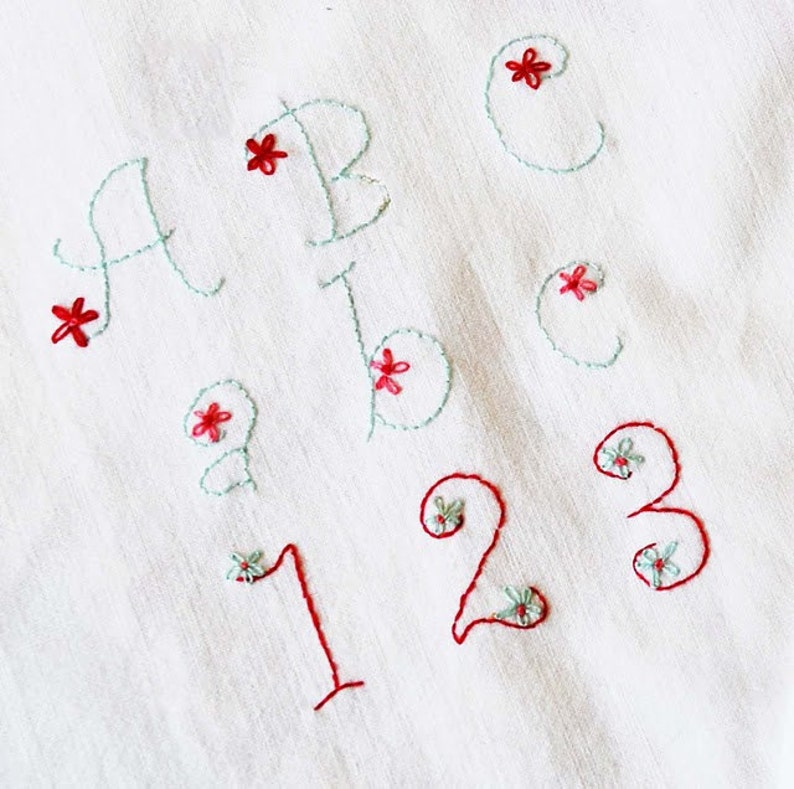 Hand Embroidered Alphabets Designs Instant Download image 4