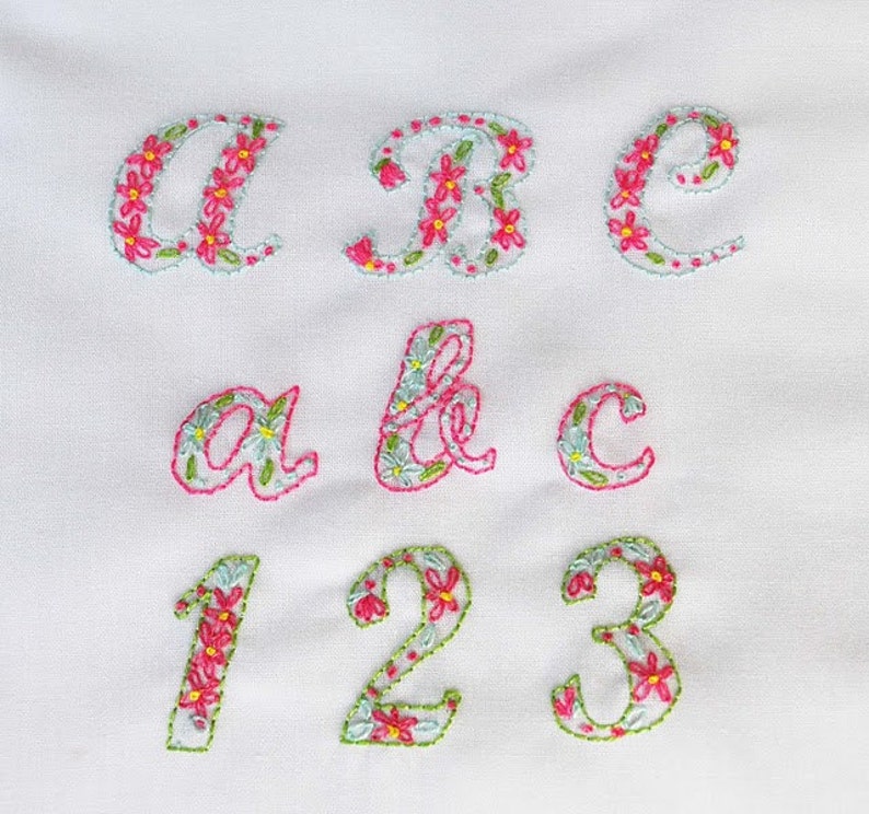 Hand Embroidered Alphabets Designs Instant Download image 5