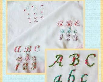 Hand Embroidered Alphabets Designs Instant Download