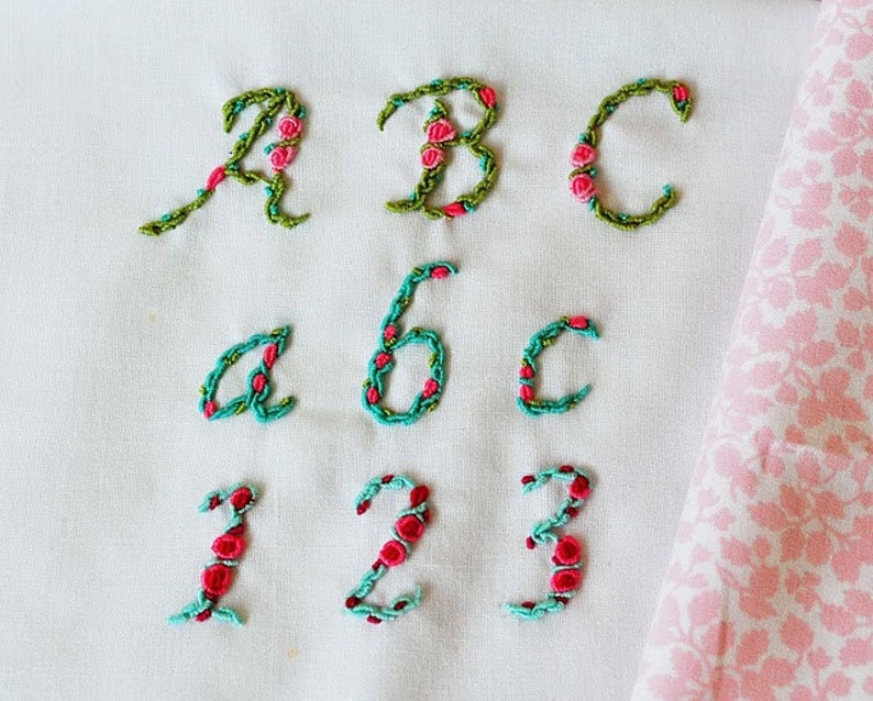 Hand Embroidered Alphabets Designs Instant Download image 2