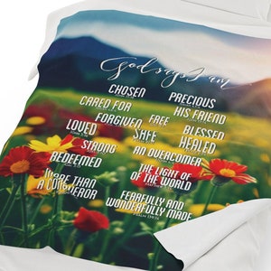 Scripture Throw, Bible Verse Throw, Christian Scripture Blanket, Christian Decor, Floral Throw, God Says I Am Gift for Couples