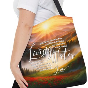Scripture Gift Women, Bible Verse Tote Bag, John 4 Christian Gift for Women, Christian Tote Bag, Jesus Tote Bag, Faith Tote Bag
