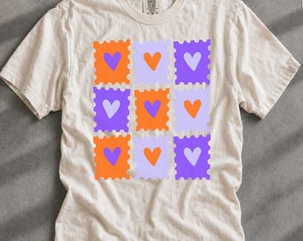 Subtle Halloween Shirt, Cute Halloween Heart Tee, Retro Hearts Grid Tshirt, Vintage Spooky Season Tee, Minimal Halloween Shirt,  Boo Shirt