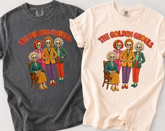 Golden Ghouls Halloween Shirt, Retro Skeleton Friends Tee, Funny Spooky Season T-Shirt, Matching Best Friends Shirts, Vintage Halloween Tee