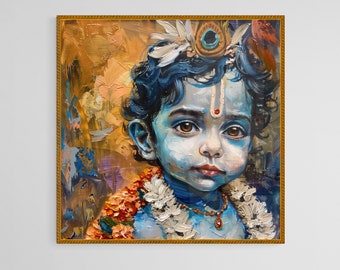 Baby Krishna-schilderij: hindoegod Art Print (digitale download)