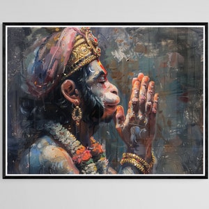 Hanuman Malerei: Hinduistischer Affen Gott Wandbild (Digitaler Download)