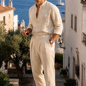mens cream colored dress pants Pleated Trousers Cettire Style: JFB817-ARSP the same disciplined front Business Casual Outfits for Ivory colored Size:Toddler 7/8T