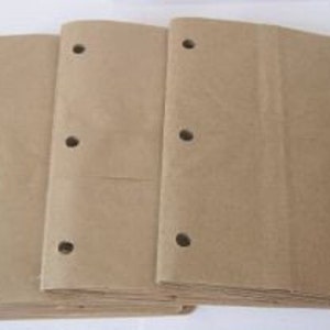 6X6 SEWN  paper bag scrapbook albums\/piecing- 4 BROWN books  3 holes