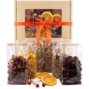 Tea Gift Set &quot;Premium Fruit and Herbal Tea&quot; UniTea Land 300g (10.6oz), Tea Lover Pack, Loose Leaf Tea Box