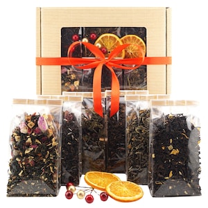 Tea Gift Set &quot;Premium Black and Green Tea&quot; UniTea Land 300g (10.6oz), Tea Lover Pack, Loose Leaf Tea Box